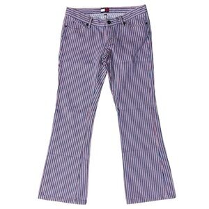 Tommy Hilfiger Vintage 2002, Red, White & Blue Striped Jeans, Wide Leg, Size 9